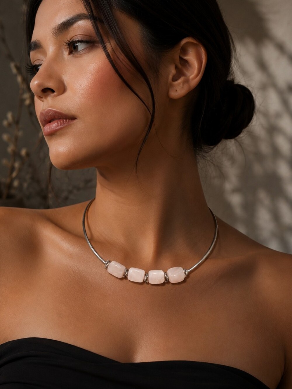 Retired Silpada Sterling Silver & Rose Quartz Torque Collar Necklace – Modernist